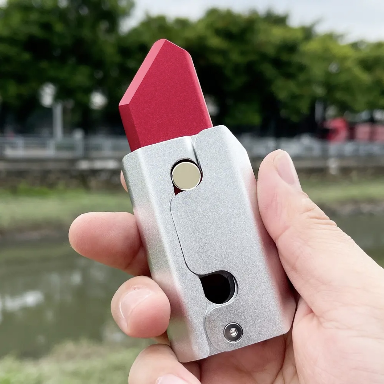 Silver and red color